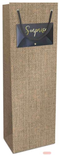 Bild von Geschenktasche Kraftpapier, 12x36x10cm, Jute - VE 10