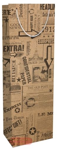 Bild von Geschenktasche Kraftpapier, 12x36x10cm, News - VE 10