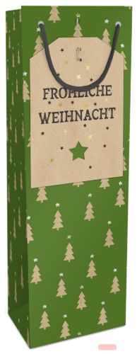 Bild von Geschenktasche Kraftpapier, 12x36x10cm, Tiny Trees Fröhliche WH - VE 10