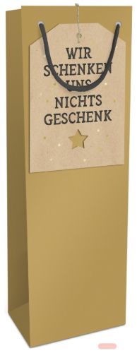 Bild von Geschenktasche Kraftpapier, 12x36x10cm, Uni gold, Schenken nichts - VE 10