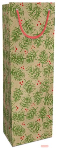 Bild von Geschenktasche Kraftpapier, 12x36x10cm, Weihnachtszweig pist. - VE 10