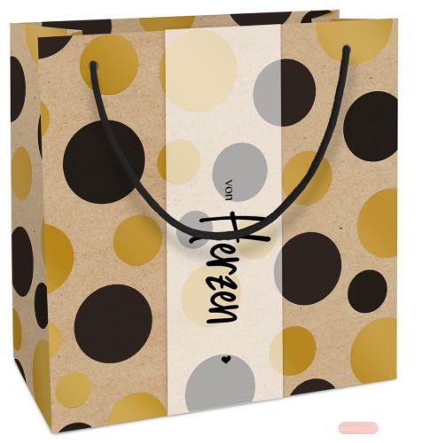 Bild von Geschenktasche Kraftpapier, 20x21x8cm, Bubbles mit Pergastr. - VE 10