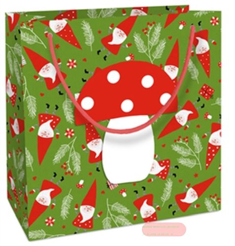 Bild von Geschenktasche Kraftpapier, 20x21x8cm, Gnomes grün - VE 10