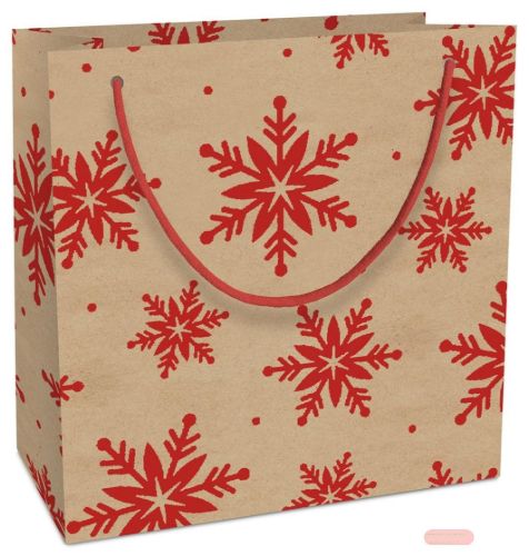 Bild von Geschenktasche Kraftpapier, 20x21x8cm, Kristalle rot - VE 10