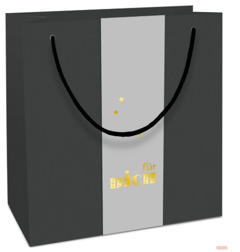 Bild von Geschenktasche Kraftpapier, 20x21x8cm, schwarz m.Perga - VE 10
