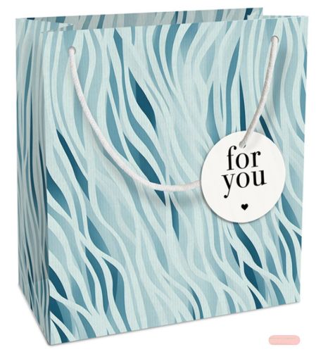 Bild von Geschenktasche Kraftpapier, 20x21x8cm, Soft Waves seablue - VE 10