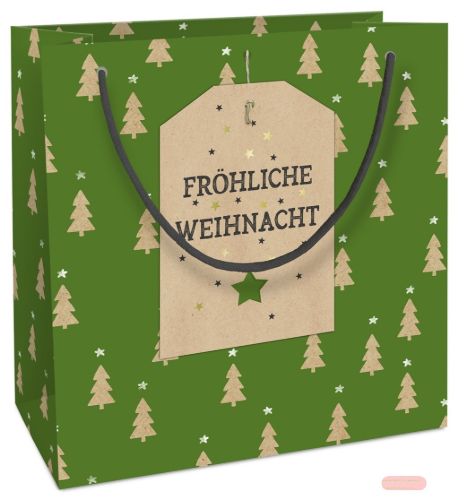 Bild von Geschenktasche Kraftpapier, 20x21x8cm, Tiny Trees Fröhliche WH - VE 10