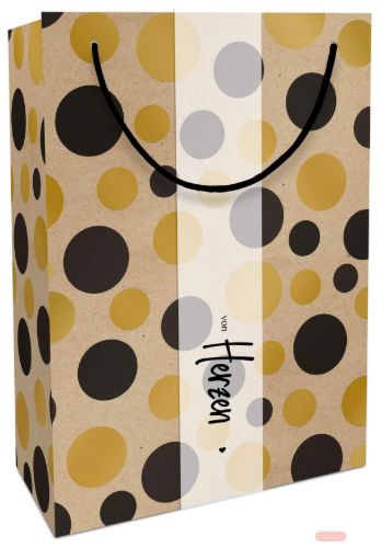 Bild von Geschenktasche Kraftpapier, 23x33x11cm, Bubbles m.Perga - VE 10