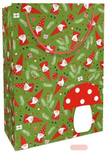 Bild von Geschenktasche Kraftpapier, 23x33x11cm, Gnomes grün - VE 10