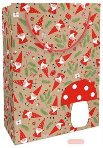 Bild von Geschenktasche Kraftpapier, 23x33x11cm, Gnomes natur - VE 10