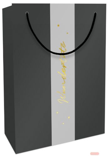 Bild von Geschenktasche Kraftpapier, 23x33x11cm, schwarz m.Perga - VE 10