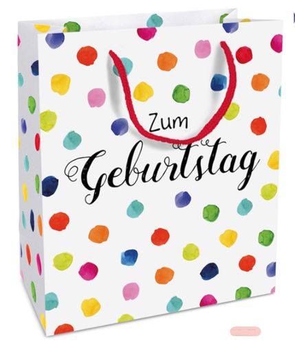 Bild von Geschenktasche Lack glänzend, 18x21x8cm, Happy Dots - VE 8