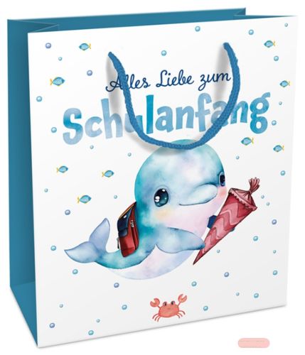 Bild von Geschenktasche Lack glänzend, 18x21x8cm, Schuldelfin - VE 8