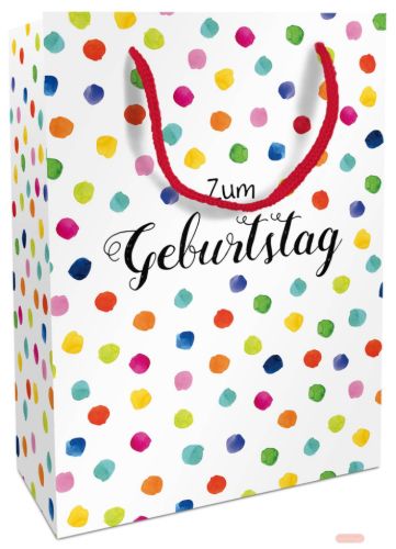 Bild von Geschenktasche Lack glänzend, 25x33x11cm, Happy Dots - VE 8