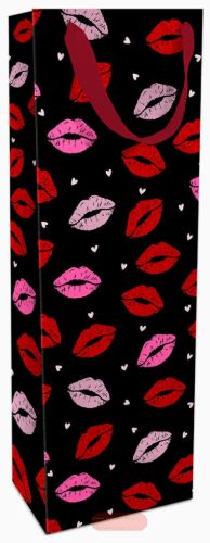 Bild von Geschenktasche Lack matt 12x36x8cm, Hip Lips schwarz - VE 8