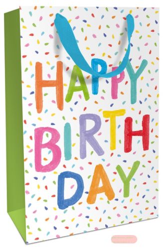 Bild von Geschenktasche laminiert matt 25x33x11cm, Birthday Painting - VE 8