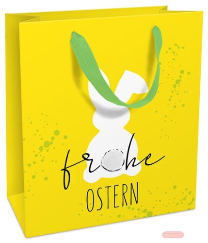 Bild von Geschenktasche matt, 18x21x8cm, Weisser Hase - VE 8