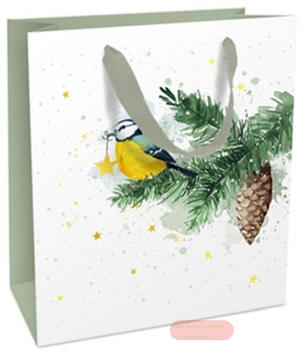 Bild von Geschenktasche matt, 18x21x8cm, Wintermeise - VE 8