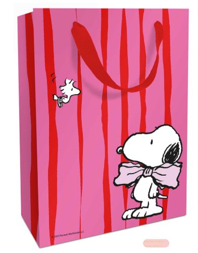 Bild von Geschenktasche matt, 24x36x13cm, Neon Snoopy pink - VE 8