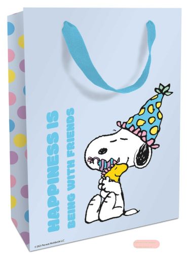 Bild von Geschenktasche matt, 24x36x13cm, Snoopy friends blau - VE 8