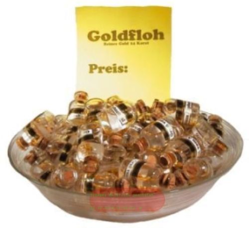 Bild von Goldfloh-Fläschchen mit echtem Blattgold -Echt Blattgold- oder Wahltext - VE 52