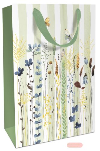 Bild von Geschenktasche matt, 26x36x13cm, Flower and Stripes - VE 8