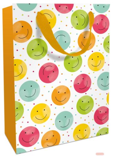 Bild von Geschenktasche matt, 26x36x13cm, Happy Smileys - VE 8