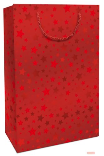 Bild von Geschenktasche matt, 26x36x13cm, Shimmering Stars rot - VE 8