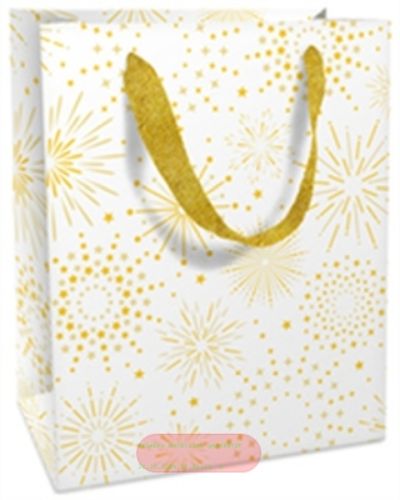 Bild von Geschenktasche met. 12x15x6cm, Firework weiss - VE 8