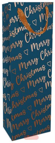 Bild von Geschenktasche matt, 12x36x8cm, Christmas allover blau - VE 8