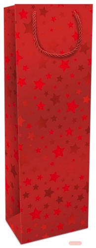 Bild von Geschenktasche matt, 12x36x8cm, Shimmering Stars rot - VE 8
