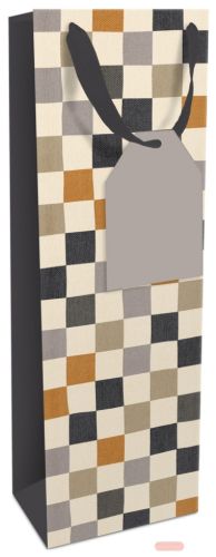 Bild von Geschenktasche matt, 12x37x8cm, Check up, boho - VE 8