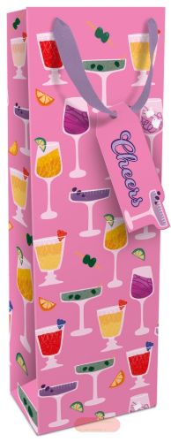 Bild von Geschenktasche matt, 12x37x8cm, Cheers pink - VE 8
