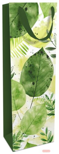 Bild von Geschenktasche matt, 12x37x8cm, Fashion Leaves, pine - VE 8