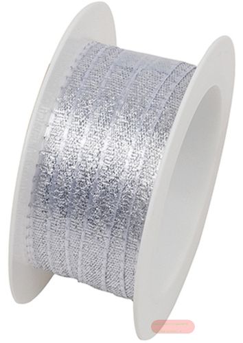 Bild von Gewebtes Band auf Spule, 5mm x 4m, Society silber - VE 6