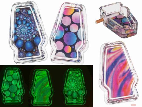 Bild von Glas-Aschenbecher Psychedellic Lamp, glow in the dark, ca.12x8cm, 3-fach ass. - VE 3 (SR)