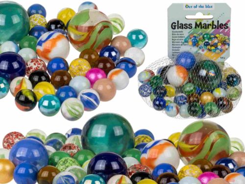 Bild von Glas-Murmeln, mehrfach sortiert, ca.500g im Netz - VE 12