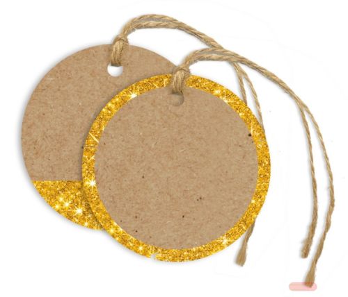 Bild von GLIMMER, Anhängersets, 4er Set, D: 6,3cm, mit Kordel, gemischt, gold - VE 10 (Sets)