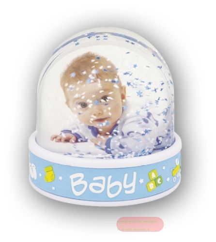 Bild von Glitterkugel für Foto, Photo Globe Baby, 6,5x6,2cm, in Box, blau, PG66B - VE 6