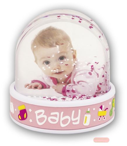 Bild von Glitterkugel für Foto, Photo Globe Baby, 6,5x6,2cm, in Box, pink, PG66P - VE 6