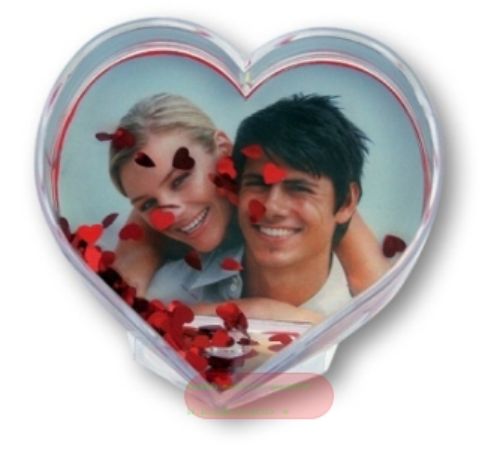Bild von Glitzerherz mit Folienherzen für 1 Foto, Globe Cuore, 9x9cm, Box, P9008 - VE 6
