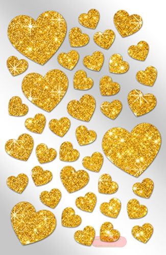 Bild von GLITZERHERZEN gold, 1 Blatt Stickers, (40er Pack) - VE 10 (Pack)