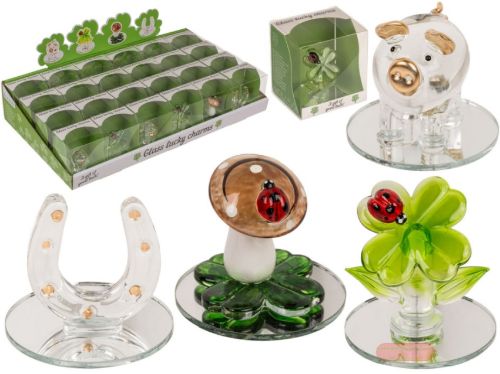 Bild von Glücksbringer aus Glas ,ca.4,5cm, 4-fach gemischt im Display - VE 24