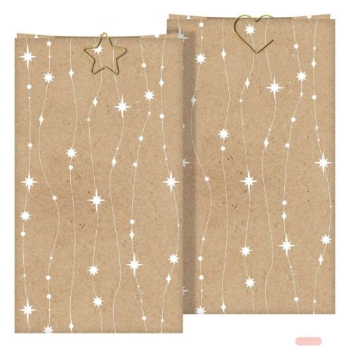Bild von Graspapier Geschenktüten, 2er Set mit Metallklammern,12x21x6cm,Glitzerkette - VE 15 (Sets)