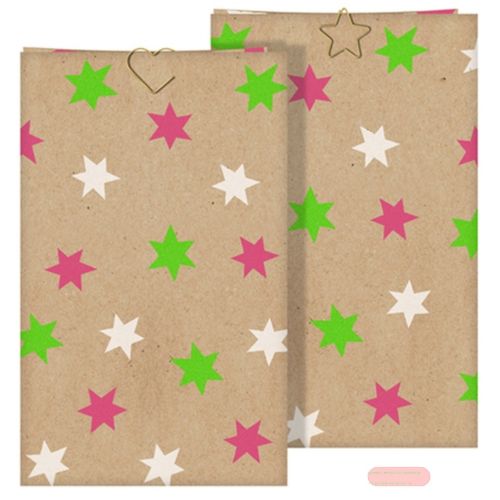 Bild von Graspapier Geschenktüten, 2er Set mit Metallklammern,16x26x8cm,Iceland neon - VE 15 (Sets)