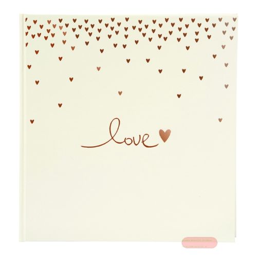 Bild von Hochzeitsfotoalbum 60 S.weiss, 30x31cm, Raining Hearts pfirsich