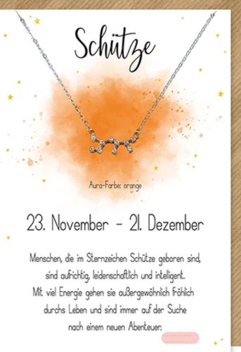 Bild von Karte 11,5x17cm, mit Sternzeichenhalskette Schütze - VE 6