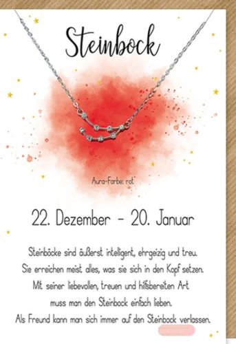 Bild von Karte 11,5x17cm, mit Sternzeichenhalskette Steinbock - VE 6