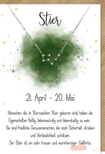 Bild von Karte 11,5x17cm, mit Sternzeichenhalskette Stier - VE 6