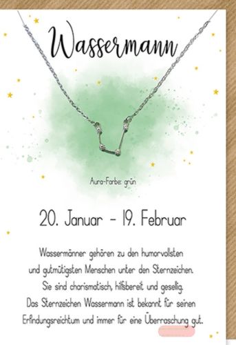 Bild von Karte 11,5x17cm, mit Sternzeichenhalskette Wassermann - VE 6